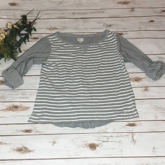 Anthropologie Postmark Gray  striped tab sleeve Size XS - Picture 6 of 9